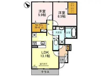 MASION CALME Ⅰ(2LDK/1階)の間取り写真