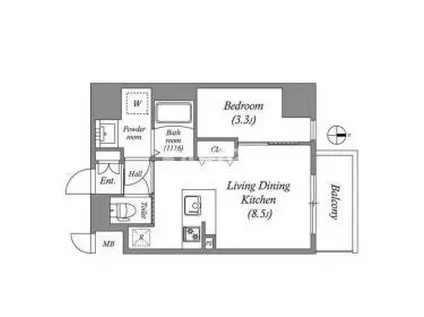 ARTIZA京橋ウエスト(1LDK/7階)の間取り写真