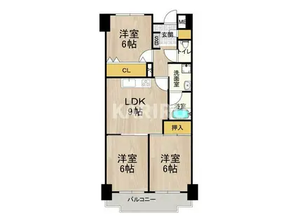 シャトーレイクルイーズ(3LDK/2階)の間取り写真