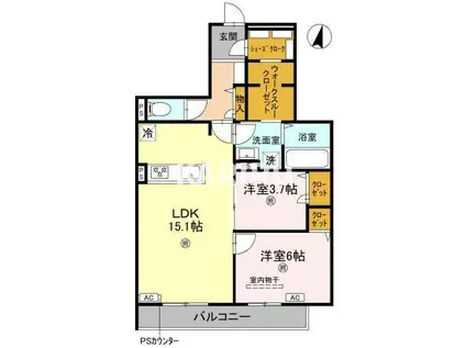 TORISIA REVE(2LDK/2階)の間取り写真