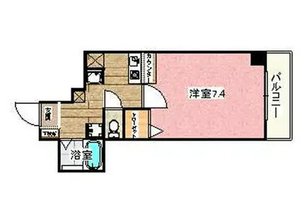 グランデージ 都島(1K/2階)の間取り写真