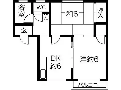 メゾンミモザ(2DK/2階)の間取り写真