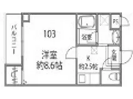 ソリティア桃谷(1K/1階)の間取り写真