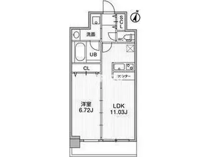 LA DOUCEUR天満(1LDK/3階)の間取り写真