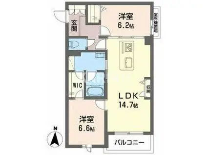 シャーメゾン グリナージュ(2LDK/2階)の間取り写真