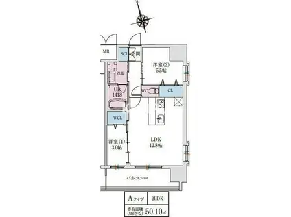 スプランディッドライズ新大阪ノース(2LDK/3階)の間取り写真