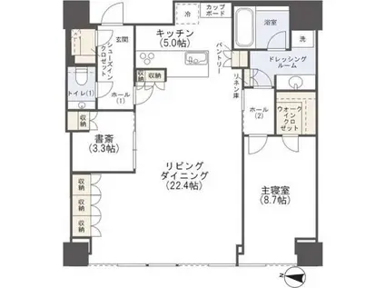 BRILLIA TOWER堂島(1SLDK/40階)の間取り写真