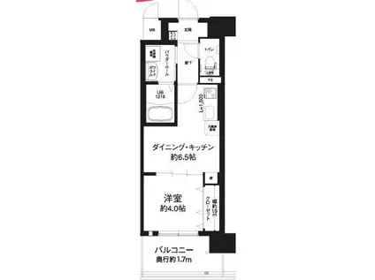 エグゼ大阪CITYオースティン(1DK/6階)の間取り写真