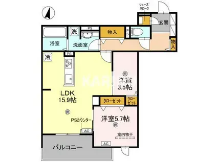 TORISIA REVE(2LDK/1階)の間取り写真