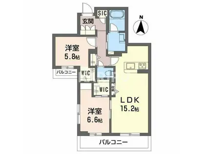 シャーメゾン ラト ファミリア(2LDK/2階)の間取り写真