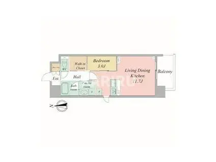 セレニテフラン谷町四丁目(1LDK/14階)の間取り写真