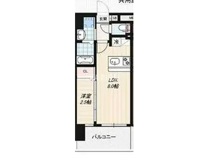 LUXE玉造南(1LDK/4階)の間取り写真