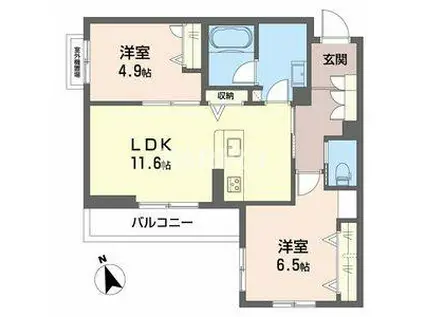 シャーメゾン アヴァンス(2LDK/3階)の間取り写真