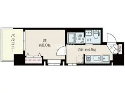 東小橋Ⅱ番館(1DK/9階)の間取り写真