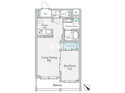 モクシオン大阪ベイ(1LDK/2階)の間取り写真