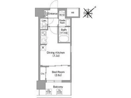 コンフォリア・リヴ淡路(1DK/4階)の間取り写真