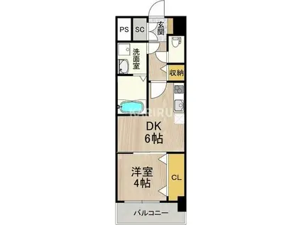 スプランディッド新大阪イースト(1DK/4階)の間取り写真