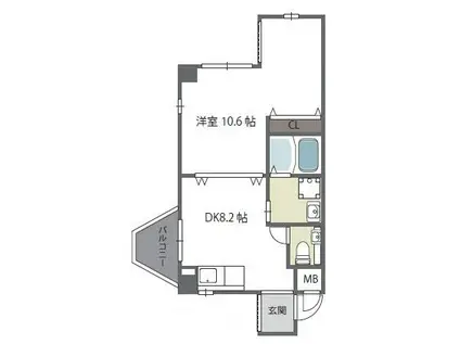 COURT HOUSE(1LDK/4階)の間取り写真