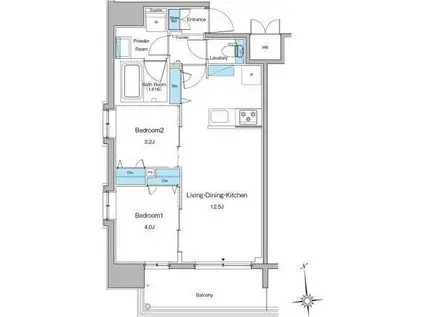 ルフォンプログレ南森町(2LDK/5階)の間取り写真