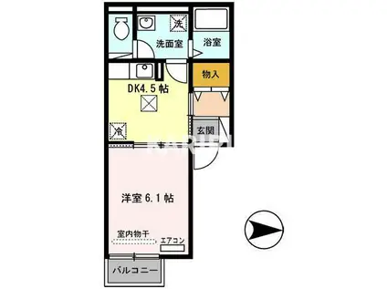 片町線 徳庵駅 徒歩11分 2階建 築17年(1DK/1階)の間取り写真