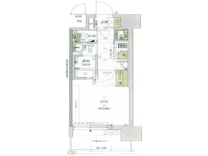 レジュールアッシュ都島ブリーゼ(1K/5階)の間取り写真