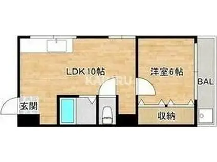 第1KYメゾン(1LDK/4階)の間取り写真