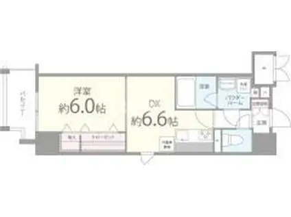 BROU上町台(1DK/8階)の間取り写真