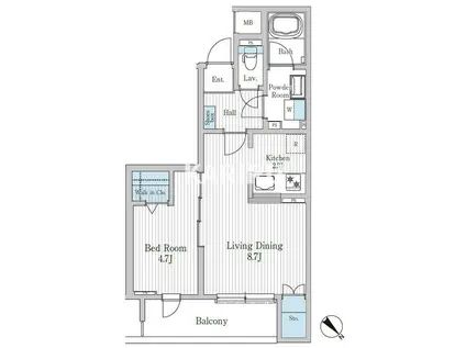 モクシオン大阪ベイ(1LDK/1階)の間取り写真