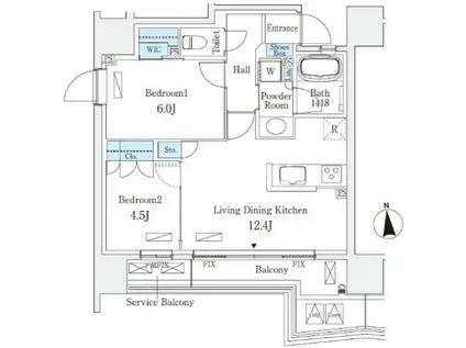STANDZ四天王寺前夕陽丘(2LDK/2階)の間取り写真