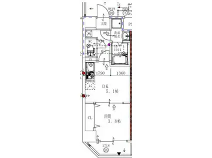 ARCA九条(1DK/2階)の間取り写真