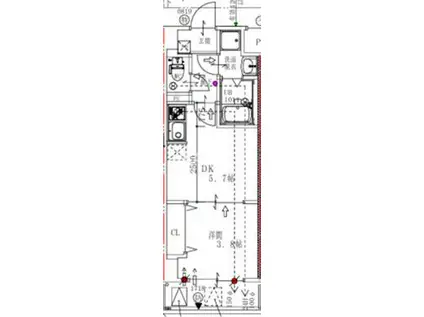 ARCA九条(1DK/2階)の間取り写真