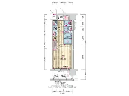 プレサンス森ノ宮 THEゲート(1K/4階)の間取り写真