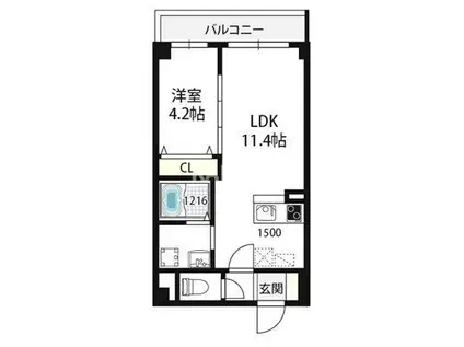RETUMEKITA(1LDK/2階)の間取り写真