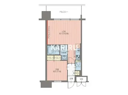 プレジオ三国EURO(1LDK/9階)の間取り写真