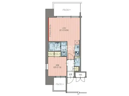 プレジオ三国EURO(1LDK/9階)の間取り写真