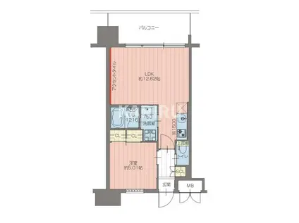 プレジオ三国EURO(1LDK/10階)の間取り写真