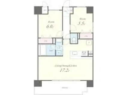 バロンドール京橋(2LDK/4階)の間取り写真