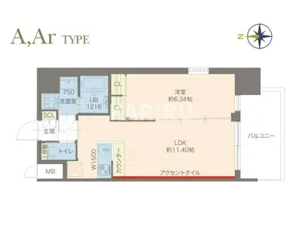 プレジオ城東(1LDK/2階)の間取り写真