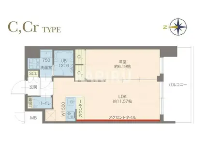 プレジオ城東(1LDK/2階)の間取り写真