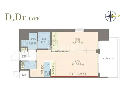 プレジオ城東(1LDK/2階)の間取り写真