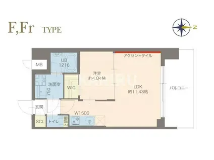 プレジオ城東(1LDK/2階)の間取り写真