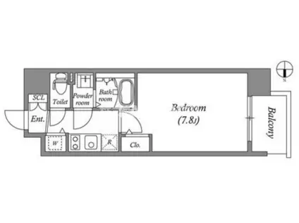 カーサレグラス城東セントラル(1K/4階)の間取り写真