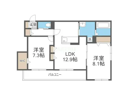 シルフィードうめきた(2LDK/3階)の間取り写真