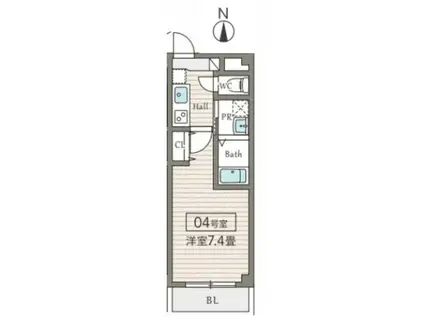 ジェンシア放出(1K/1階)の間取り写真