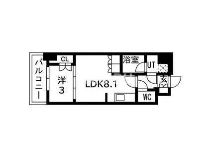 ウエリスアーバン守口(1LDK/6階)の間取り写真