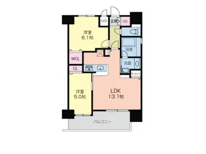 グラマシー京橋(2LDK/14階)の間取り写真