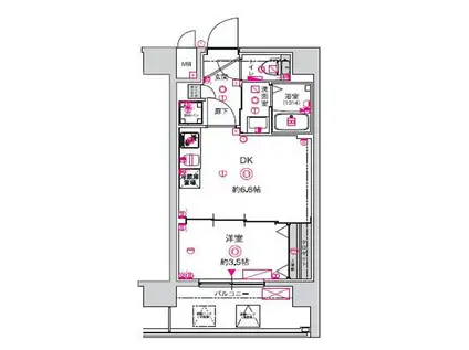 CREST TAPP 天王寺イースト(1DK/2階)の間取り写真