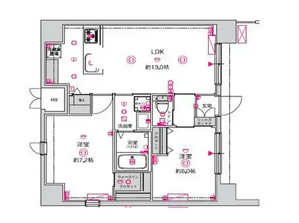 CREST TAPP 天王寺イースト(2LDK/1階)の間取り写真