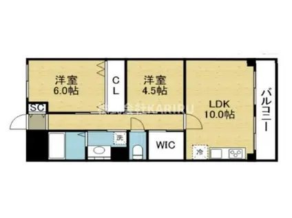 深江橋内外ハイツ(2LDK/4階)の間取り写真