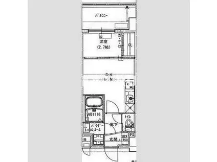 ALIVIS放出(1DK/11階)の間取り写真
